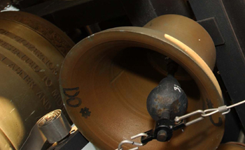 View of carillon bells from below